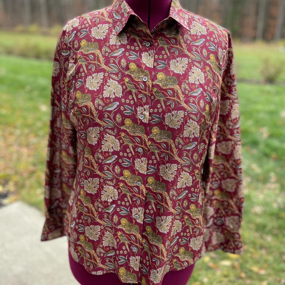 J.Crew Collection Silk Jungle Cat Women Shirt